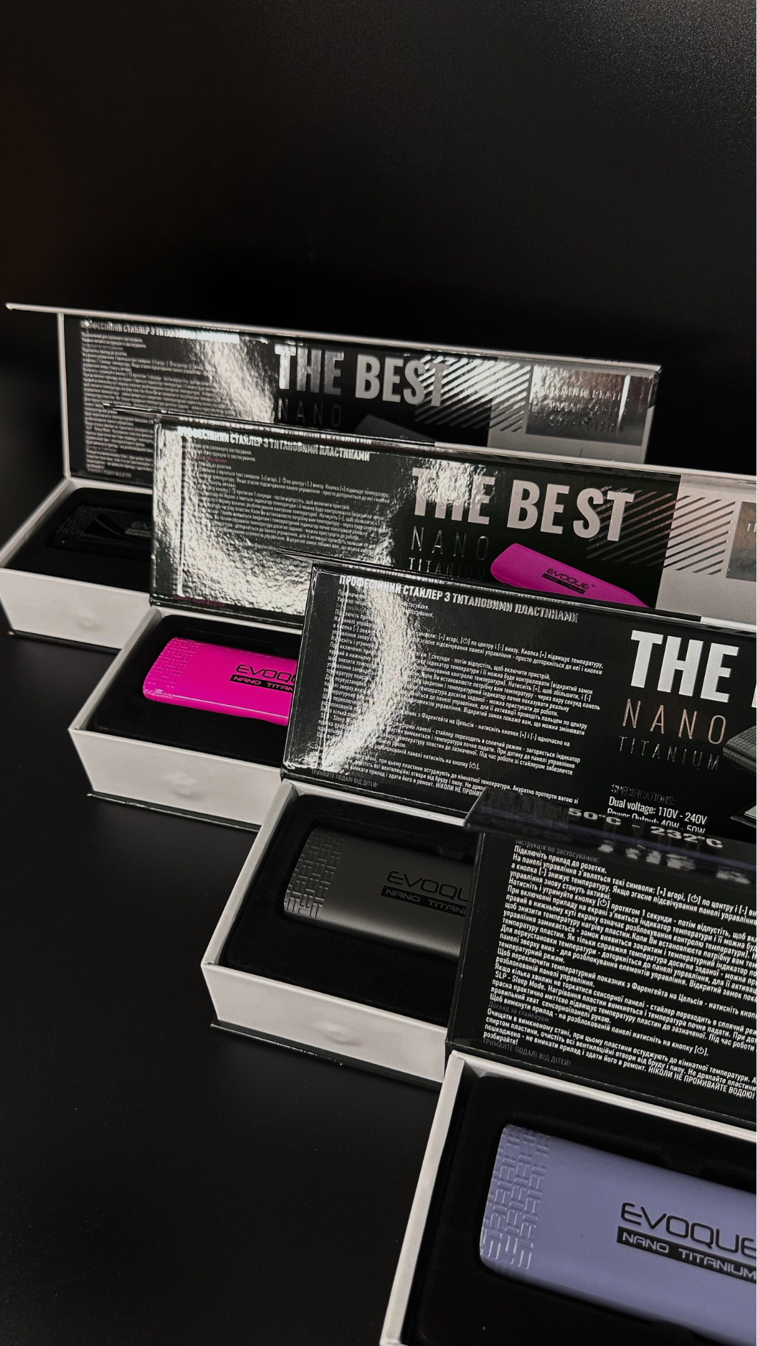 Професійна праска із широкими пластинами EVOQUE Nano Titanium BLACK